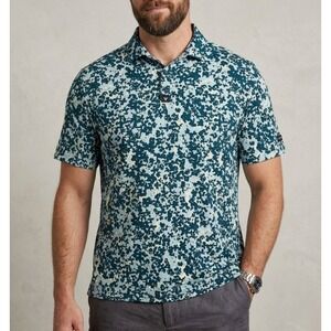 Bad Birdie Mens 2XL Blue Abstract Floral Camo Performance Golf Polo Shirt